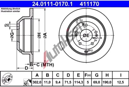 ATE Brzdov kotou - 302 mm AT 411170, 24.0111-0170.1