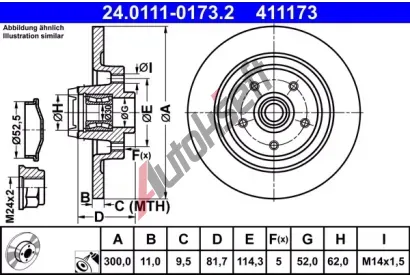 ATE Brzdov kotou s loiskem - 300 mm AT 411173, 24.0111-0173.2