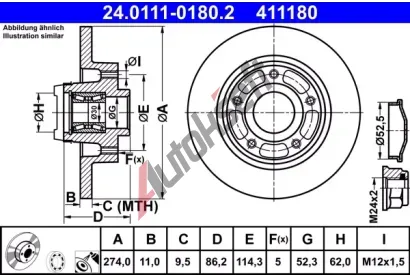 ATE Brzdov kotou s loiskem - 274 mm AT 411180, 24.0111-0180.2