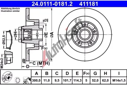 ATE Brzdov kotou s loiskem - 300 mm AT 411181, 24.0111-0181.2