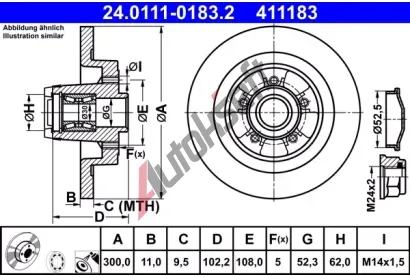 ATE Brzdov kotou s loiskem - 300 mm AT 411183, 24.0111-0183.2
