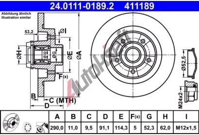 ATE Brzdov kotou s loiskem - 290 mm AT 411189, 24.0111-0189.2