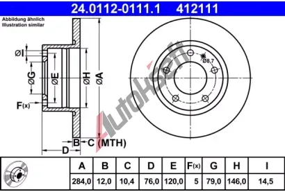 ATE Brzdov kotou - 284 mm AT 412111, 24.0112-0111.1