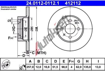 ATE Brzdov kotou - 257 mm AT 412112, 24.0112-0112.1