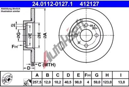 ATE Brzdov kotou - 258 mm AT 412127, 24.0112-0127.1