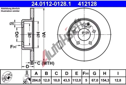 ATE Brzdov kotou - 284 mm AT 412128, 24.0112-0128.1