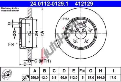 ATE Brzdov kotou - 290 mm AT 412129, 24.0112-0129.1