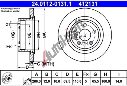 ATE Brzdov kotou - 286 mm AT 412131, 24.0112-0131.1