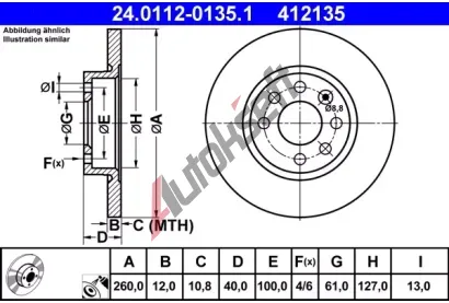 ATE Brzdov kotou - 260 mm AT 412135, 24.0112-0135.1