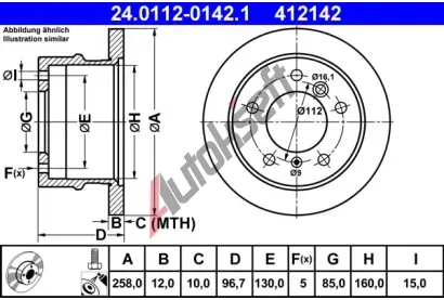 ATE Brzdov kotou - 258 mm AT 412142, 24.0112-0142.1