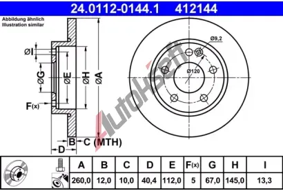 ATE Brzdov kotou - 260 mm AT 412144, 24.0112-0144.1