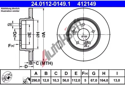 ATE Brzdov kotou - 290 mm AT 412149, 24.0112-0149.1