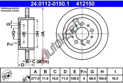 ATE Brzdov kotou - 277 mm AT 412150, 24.0112-0150.1