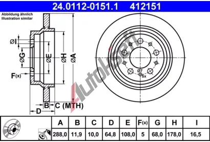 ATE Brzdov kotou - 288 mm AT 412151, 24.0112-0151.1