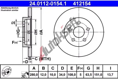 ATE Brzdov kotou - 280 mm AT 412154, 24.0112-0154.1