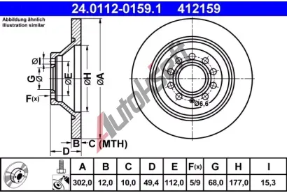 ATE Brzdov kotou - 302 mm AT 412159, 24.0112-0159.1