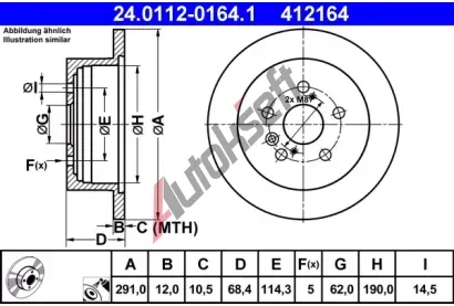 ATE Brzdov kotou - 291 mm AT 412164, 24.0112-0164.1