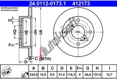 ATE Brzdov kotou - 232 mm AT 412173, 24.0112-0173.1
