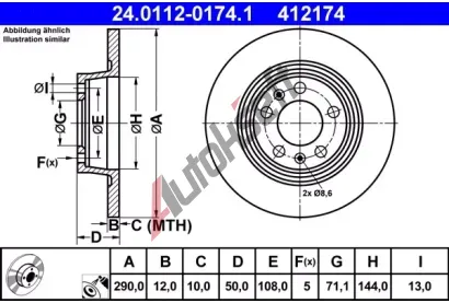 ATE Brzdov kotou - 290 mm AT 412174, 24.0112-0174.1