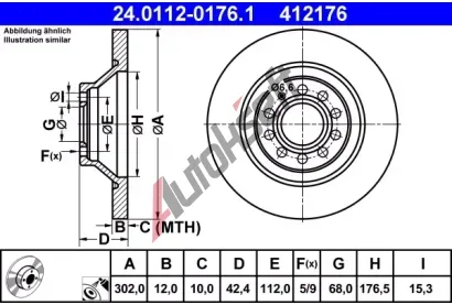 ATE Brzdov kotou - 302 mm AT 412176, 24.0112-0176.1