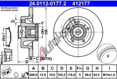 ATE Brzdov kotou s loiskem - 280 mm AT 412177, 24.0112-0177.2