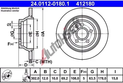 ATE Brzdov kotou - 302 mm AT 412180, 24.0112-0180.1