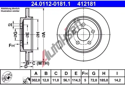 ATE Brzdov kotou - 302 mm AT 412181, 24.0112-0181.1