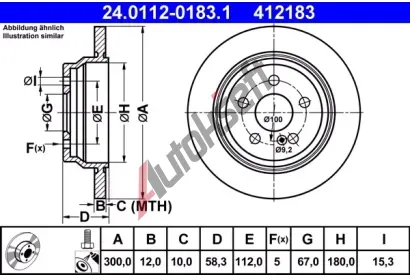 ATE Brzdov kotou - 300 mm AT 412183, 24.0112-0183.1