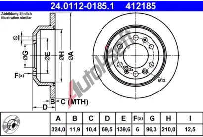 ATE Brzdov kotou - 324 mm AT 412185, 24.0112-0185.1