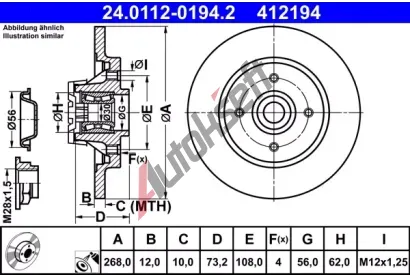 ATE Brzdov kotou s loiskem - 268 mm AT 412194, 24.0112-0194.2