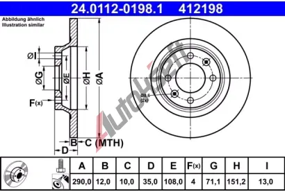 ATE Brzdov kotou - 290 mm AT 412198, 24.0112-0198.1
