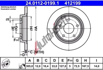 ATE Brzdov kotou - 305 mm AT 412199, 24.0112-0199.1