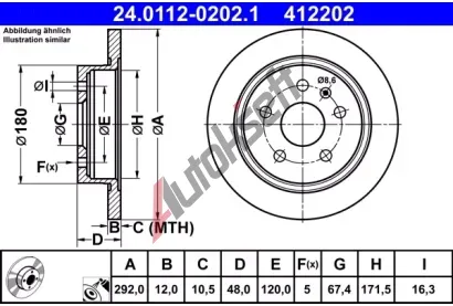 ATE Brzdov kotou - 292 mm AT 412202, 24.0112-0202.1