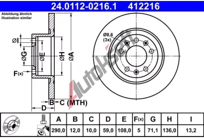 ATE Brzdov kotou - 290 mm AT 412216, 24.0112-0216.1
