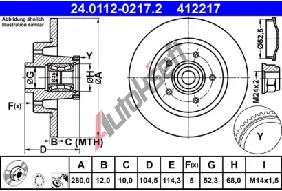 ATE Brzdov kotou s loiskem - 280 mm AT 412217, 24.0112-0217.2