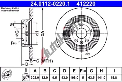 ATE Brzdov kotou - 302 mm AT 412220, 24.0112-0220.1