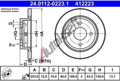 ATE Brzdov kotou - 253 mm AT 412223, 24.0112-0223.1