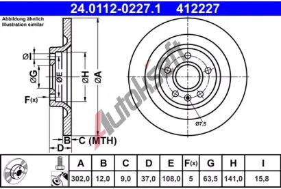 ATE Brzdov kotou - 302 mm AT 412227, 24.0112-0227.1