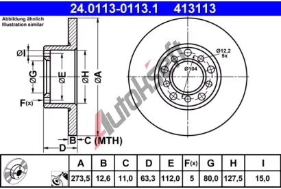 ATE Brzdov kotou - 274 mm AT 413113, 24.0113-0113.1