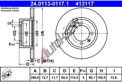 ATE Brzdov kotou - 280 mm AT 413117, 24.0113-0117.1