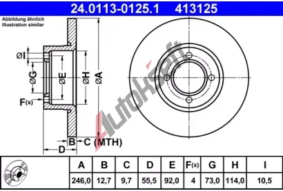 ATE Brzdov kotou - 246 mm AT 413125, 24.0113-0125.1