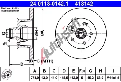 ATE Brzdov kotou - 278 mm AT 413142, 24.0113-0142.1