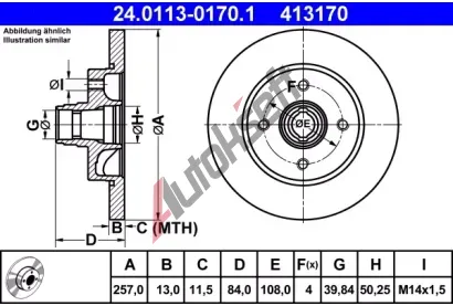 ATE Brzdov kotou - 257 mm AT 413170, 24.0113-0170.1