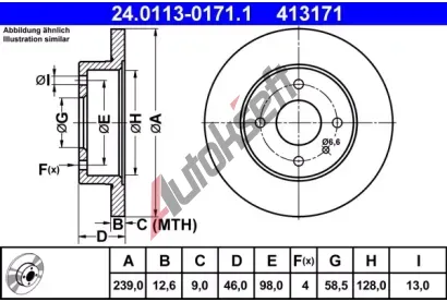 ATE Brzdov kotou - 239 mm AT 413171, 24.0113-0171.1