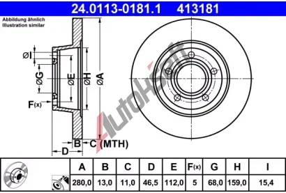 ATE Brzdov kotou - 280 mm AT 413181, 24.0113-0181.1