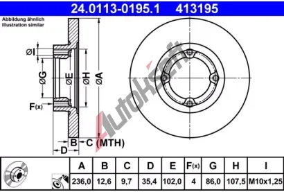 ATE Brzdov kotou - 236 mm AT 413195, 24.0113-0195.1