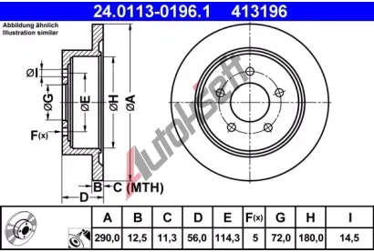 ATE Brzdov kotou - 290 mm AT 413196, 24.0113-0196.1