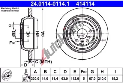 ATE Brzdov kotou - 330 mm AT 414114, 24.0114-0114.1