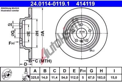 ATE Brzdov kotou - 325 mm AT 414119, 24.0114-0119.1