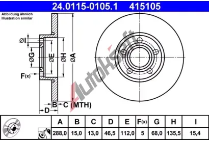 ATE Brzdov kotou - 288 mm AT 415105, 24.0115-0105.1